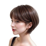 숏컷가발 인모 짧은머리 통가발 자연스러운 볼륨 보브컷