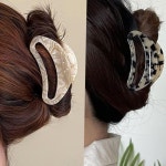 여성 반묶음 올림 머리 헤어 마블 집게 핀 2개 세트