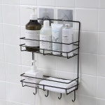 교보문고 제이라이프 후크 와이어 벽부착 욕실 주방 2단 철제 선반