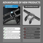 Redcomes USB 충전식 자전거 핸들바 익스텐더 7 8 익스텐더 내장형 4000mAh 휴대폰 충전기로 속도계 거치대 조명을 보관할 수 있습니다