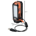 클라인 툴스 56403 LED 라이트 충전식 손전등 킥스탠드 마그네틱 마운트 카라비너가 장착된 워크라이트 업무용 캠핑용 소형 전자제품... 