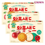 크라운 국희 와플샌드 261g x3 청송사과 간식 쿠키 디저트 탕비실 과자