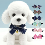 반려동물 강아지 반려견 리본 방울 넥타이 목걸이 민트 플라워