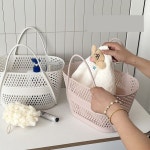 실리콘목욕가방 젤리 휴대용 수영 핑크색 헬스장 목욕 실리콘백 바구니 쇼핑 수영장 개업 핑크색