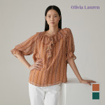 올리비아로렌 넥스모킹 프린트 블라우스 VOCNSXM5431