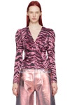 GANNI 퍼플 새틴 블라우스 F8889
