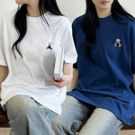 프린팅모아샵 | 여성 오버핏 순 면 여름 테디베어 반팔 티셔츠