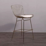 철제 홈바의자 와이어 키높은 업소용 의자 바테이블 화이트체어 높이60cm 화이트방석