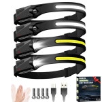 헤드램프 충전식 4팩 6가지 모드 1200루멘 LED 헤드램프 모션 센서 230 COB 와이드 빔 헤드라이트 밝은 캠핑 액세서리 기어 하이킹 러닝용... 