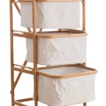 대나무 햄퍼 원목 슬라이딩 세탁물 바구니 욕실 보관 정리 수건 3단 수납