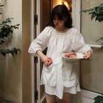 프레클 2차 french lace trim dress