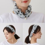 여성 가벼운 진주 시스루 스카프 1P 목주름 가리개 목가리개