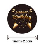 블랙 황금 생일 축하 스티커 호일 라운드 선물 가방 카드 봉투 편지지 1개 3 pcs H0251-500