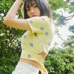 디어미 플라워 뒷리본 퍼프 크롭티