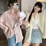여성 얇은 아사면 거즈면 여름셔츠 루즈핏 시스루 셔츠 블라우스