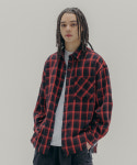 피에스쇼퍼 PS SHOPPER 오버핏 데미지 워싱 체크셔츠
