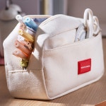 그레이 컬러 고밀도 캔버스 대용량 필통 파우치