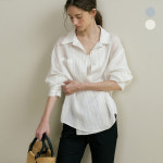 아워코모스 sheer linen stripe wrap shirts comos1437sheer