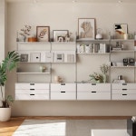 비초에선반 모듈 벽선반 무타공 벽걸이 Vitsoe 책장 1 화이트사다리주35cm 현품