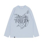 네버엔딩러버스 Wave Graphic Long sleeve T-Shirt Sky