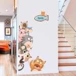 인스 고양이 벽 흔들림 소리 그물 만화 애완 동물 스티커 문짝 데칼 개성 1 Puppy X H7237