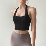 백오픈 홀터넥 브라탑 요가 운동복 뒷셔링 민소매 2색