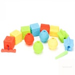 HM 베이비 소프트실꿰기12P 바늘 실꿰기놀이 구슬 교구 실놀이 아기끼우기 블록 12개