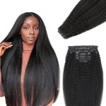 Yuniffe Seamless Clip in Hair Extensions Human Hair Natural Kinky Straight Clip ins fo