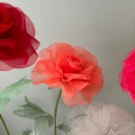 나풀 나풀 자이언트플라워 장미 대형꽃 페이퍼 실크플라워 행사장 포토존 만들기 줄기 1개