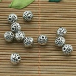 40개 7x6mm 티베트 2면 라운드 패턴 스페이서 비즈 H3775