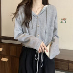 여자 슬림 시스루 크롭 골지 브이넥 가디건 SDW-CA-SJSC1001671