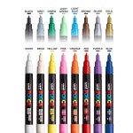 Posca 아크릴 페인트 마커 세트 고급 다색 Fine Tips PXPC3M16A