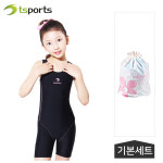 티에스스포츠 여아동 수영복 반신 3부 원피스 여아 어린이 주니어 실내 수영장 강습용 초등학교 생존수영 1901