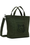 메종키츠네 메종 키츠네 Green Fox Head Small Tote 242389M172008