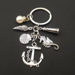 조각 비치 키 체인 물고기 앵커 등대 쉘 해마 매력 열쇠 고리 여름 선물 1 -1