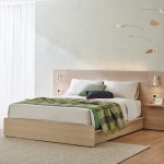 한샘 포에트 우디 침대프레임 + 350 패널 + 원형협탁 Q.K(퀸.킹겸용)