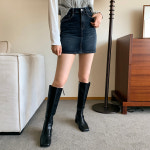 여자 쁘띠 워싱 일상룩 진 그런지 일자 스커트 11266557