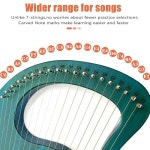 리어 하프 19개의 메탈 스트링 메이플 새들 마호가니 바디 리라 가방 키 19 Strings Green