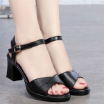 besteffie 여성용 스트랩 디자인 가죽 하이힐 뮬 슬리퍼 발 편한 일상화 구두 K69 225