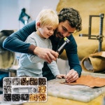 Qfun 120 가죽용 스냅 패스너 키트 금속 버튼 프레스 스터드 세터 도구 4개 망치 1개 옷 재킷 청바지 팔찌 가방용 컬러 가죽