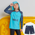 아이스샌드 주니어 아동 남아 래쉬가드 플랩캡 4피스 초등학생 수영복 세트 BR-1010166