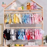 강아지옷걸이행거 2단 멀티 바퀴형 싱글폴80x30x125cm 원목 선반