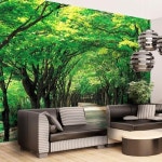 크레용벽지 푸르른 가로수길 포인트 뮤럴벽지 2370783