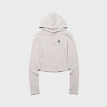 우알롱 우알롱 Slim soft warmer hood T-shirt - OAT MEAL