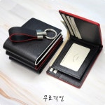 남자지갑 남성 천연소가죽 반지갑 수제 두리공방 무료각인 이니셜키링증정 레드엣지