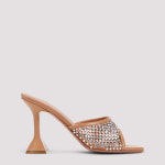 아미나무아디 아미나 무아디 Amina Muaddi Lupita Crystal Net 95 Sandals LATTE 58105LATTE