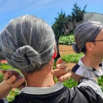 쪽진머리 할머니 가발 촌캉스 백발 분장용 흰머리