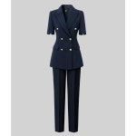 그루밍 grooming 여성 여름 얇은 프리미엄 전문 정장 센스 통근 반팔 투피스 세트 자켓 와이드 팬츠 M 허리74CM 98-107