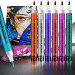 12 색 금속 소프트 헤드 아크릴 마커 펜 반짝이 DIY 핸드 계정 카드 아트 단어 서명 페인트 마커 세트