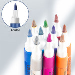 12 색 금속 소프트 헤드 아크릴 마커 펜 반짝이 DIY 핸드 계정 카드 아트 단어 서명 페인트 마커 세트